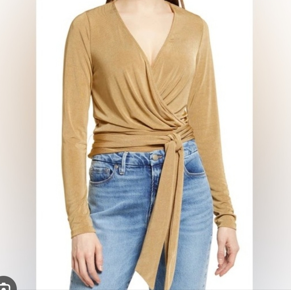 211-Nwot Good American Camel Wrap Blouse